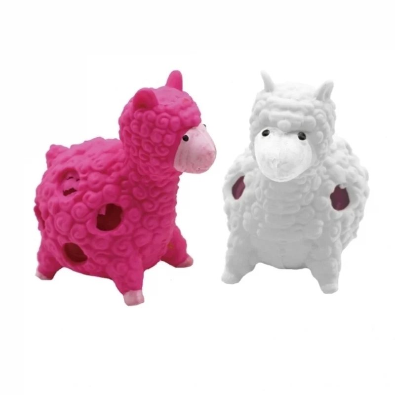Lama Stressball mit Gel-Perlen in pink