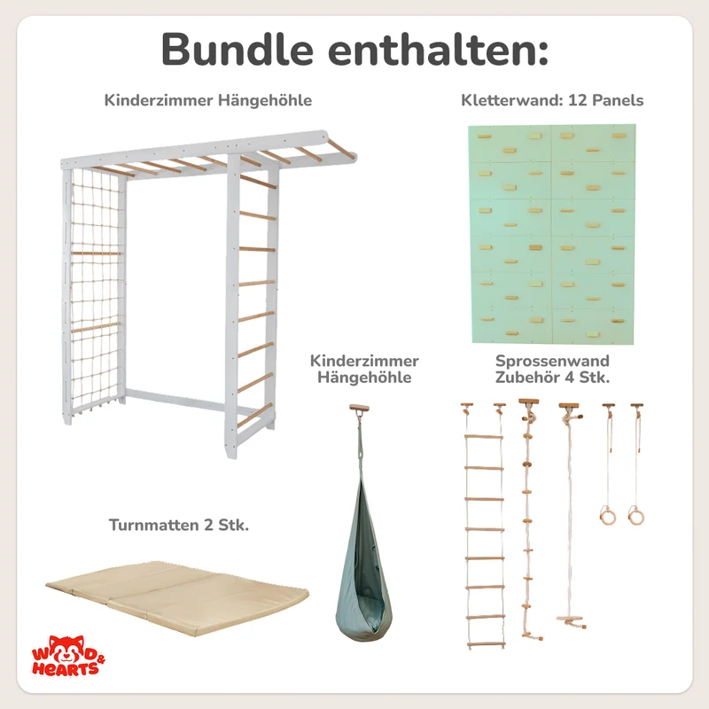 Indoor Klettergerüst Set mit Monkey Bars & Zubehör