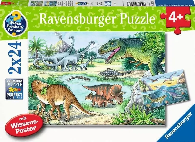 Saurier und ihre Lebensräume Puzzle – Wieso Weshalb Warum Ravensburger 2x24