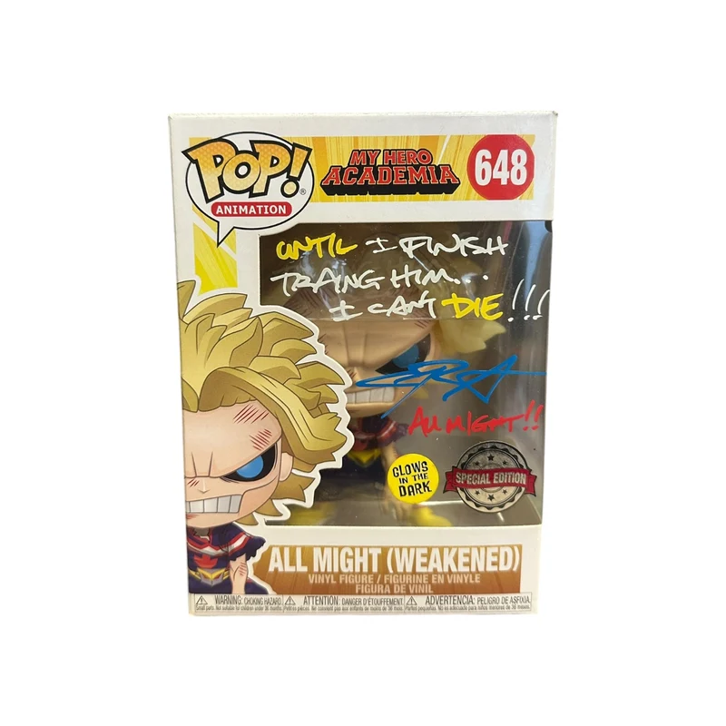 Christopher Sabat Signed All Might (Weakened) #648 (Glows in the Dark) Funko Pop! - My Hero Academia - Special Edition - Condition 8/10 - JSA Authenticated