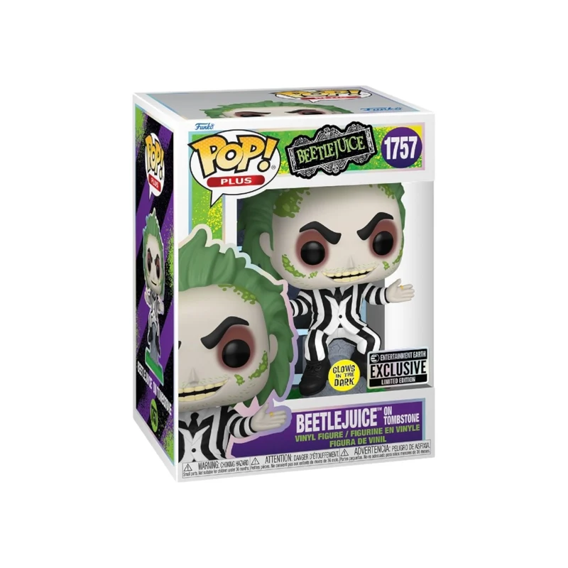 Beetlejuice on Tombstone #1757 (Glows in the Dark) Funko Pop! Plus - Beetlejuice - Entertainment Earth Exclusive