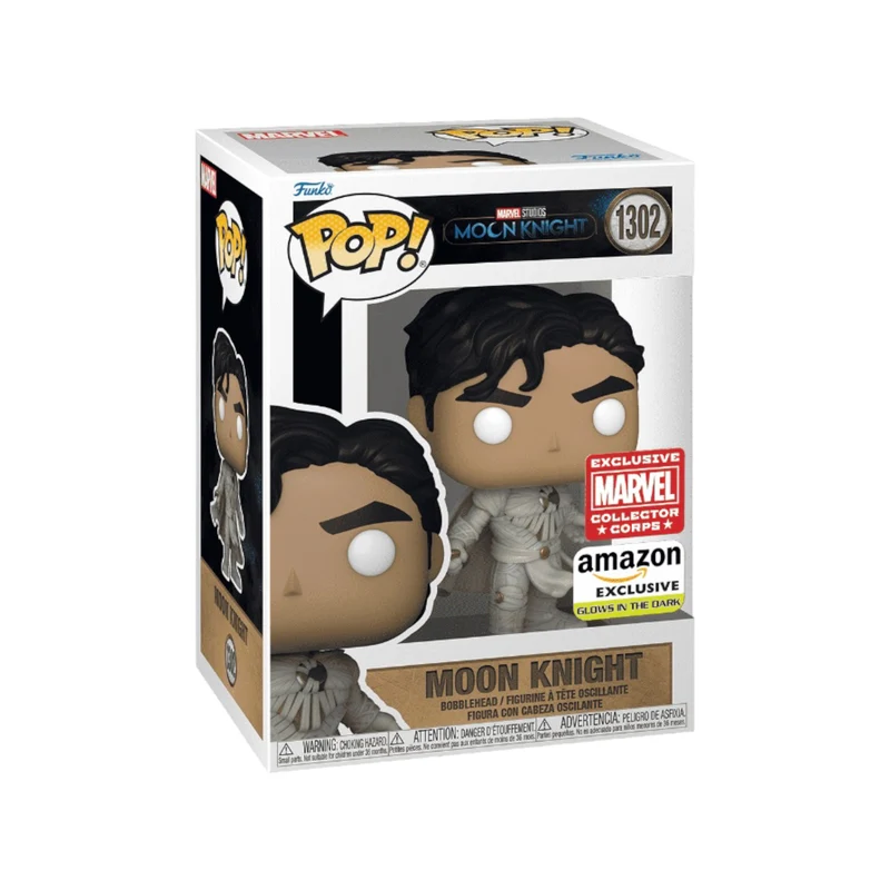 Moon Knight #1302 (Unmasked Glows in the Dark) Funko Pop! - Moon Knight - Amazon Marvel Collector Corps Exclusive