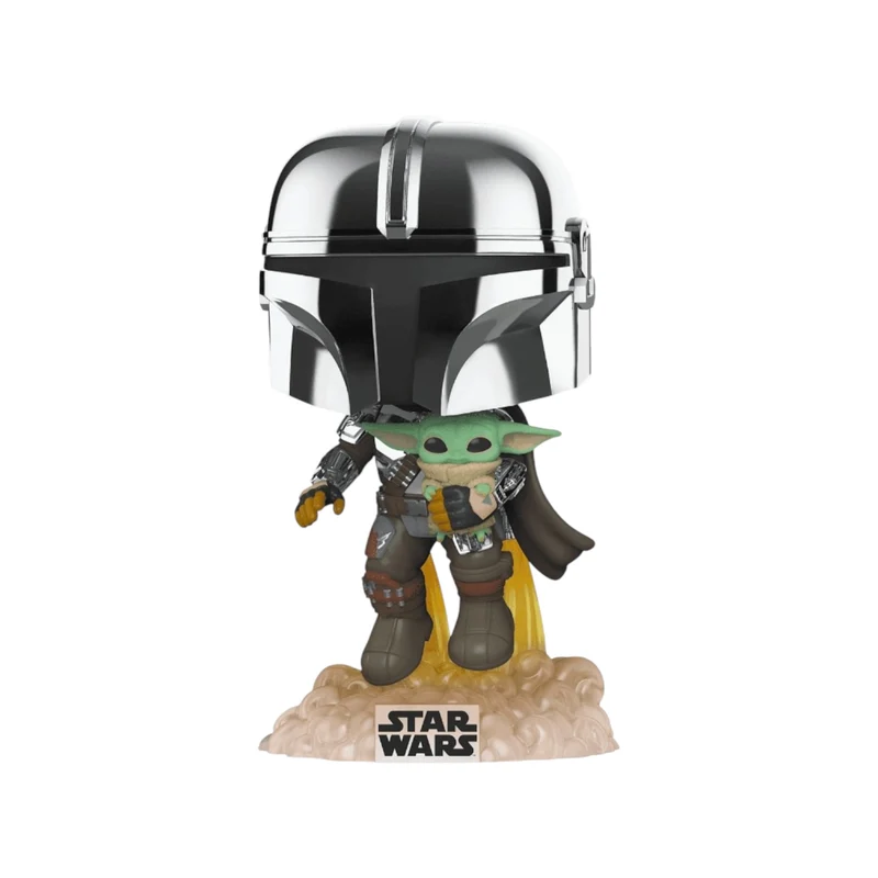 The Mandalorian with Grogu #402 (Chrome) Funko Pop! - Star Wars: The Mandalorian - Amazon Exclusive