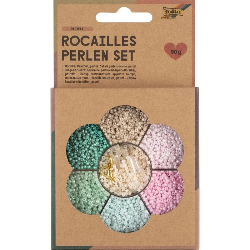 Rocailles Perlen-Set Pastell 90g – Folia