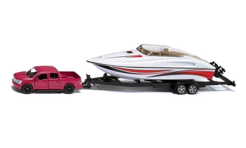 Modellauto SIKU Ford F150 mit Motorboot – Pick-up Set