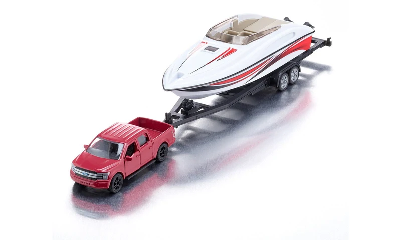 Modellauto SIKU Ford F150 mit Motorboot – Pick-up Set