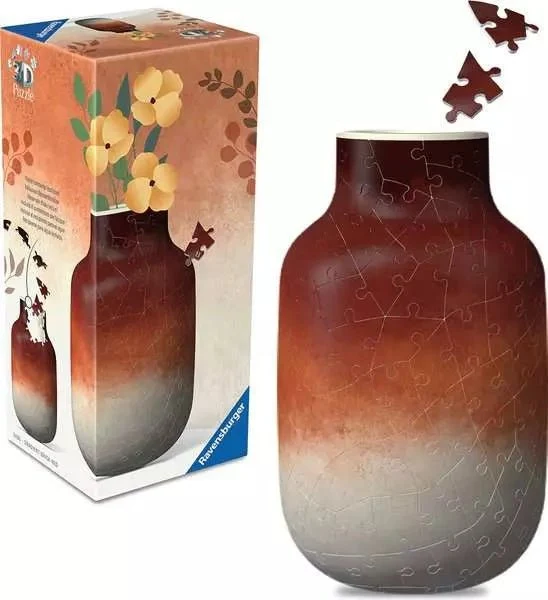 3D Puzzle Vase Gradient Brick Red