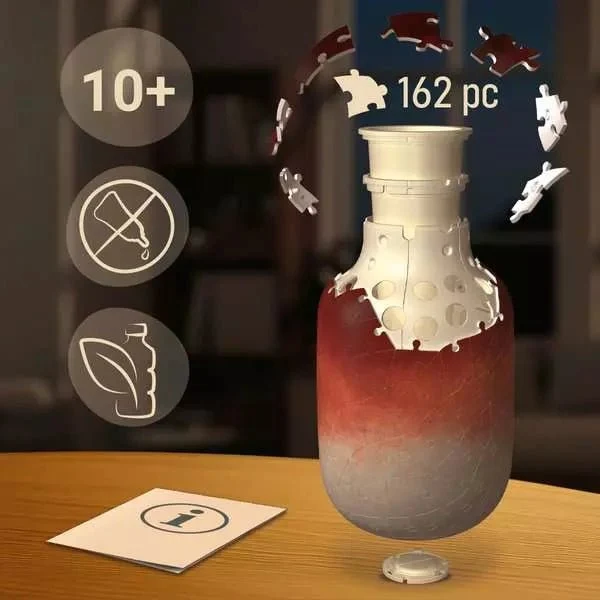 3D Puzzle Vase Gradient Brick Red
