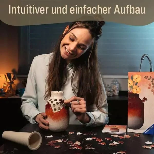 3D Puzzle Vase Gradient Brick Red