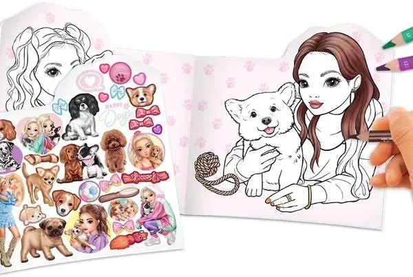 TOPModel Doggy Malbuch / Stickerheft
