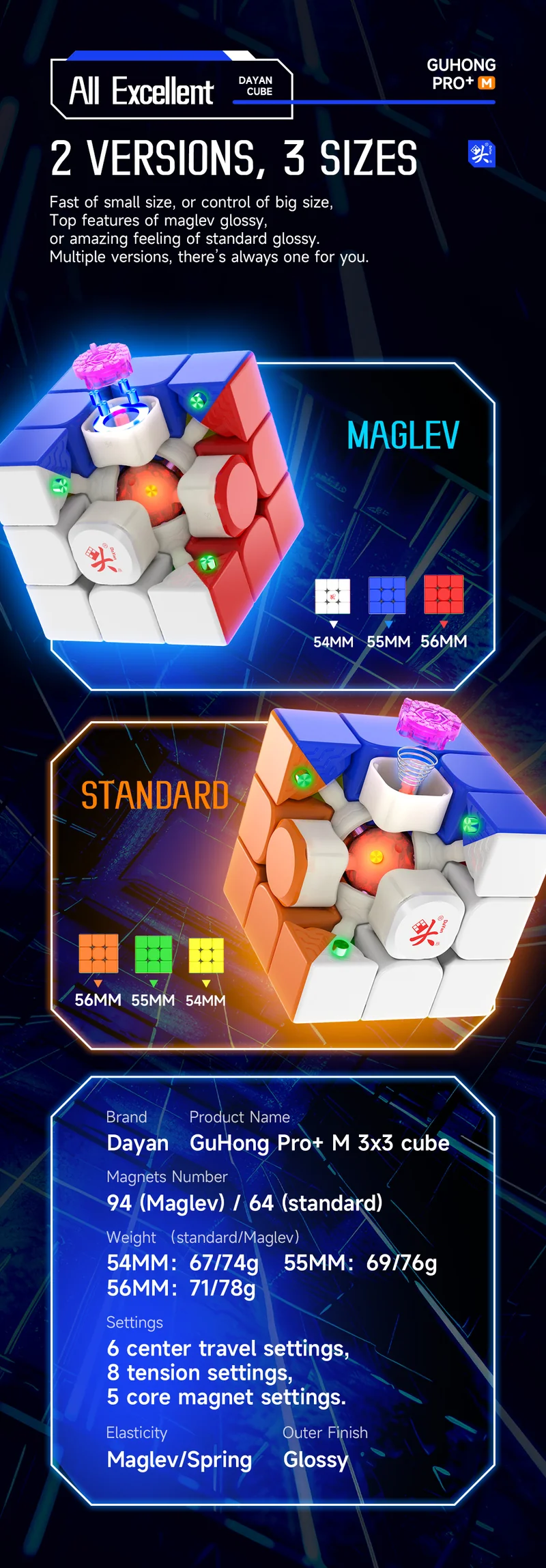 DaYan GuHong Pro+ 3x3 56mm (MagLev)