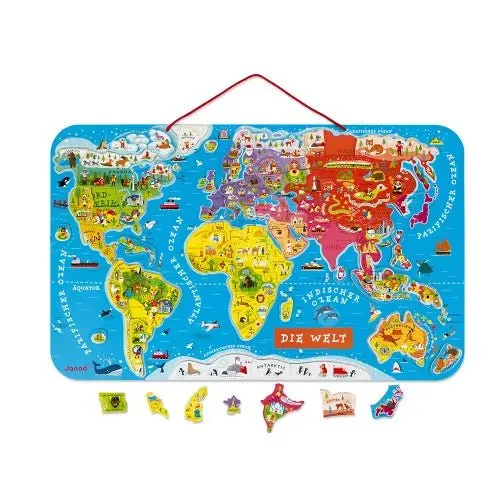 Magnetische Landkarte " Die Welt " Deutsch 92 Teile (Holz)
