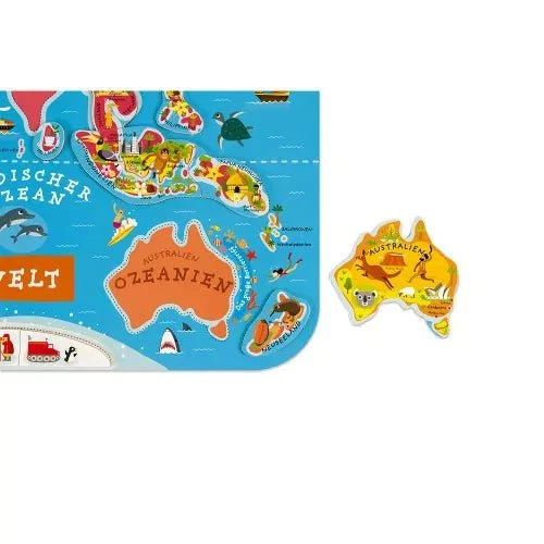 Magnetische Landkarte " Die Welt " Deutsch 92 Teile (Holz)