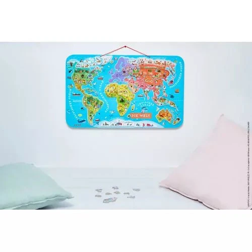 Magnetische Landkarte " Die Welt " Deutsch 92 Teile (Holz)
