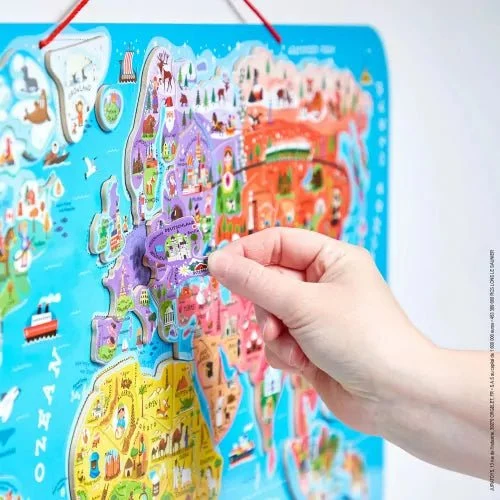 Magnetische Landkarte " Die Welt " Deutsch 92 Teile (Holz)