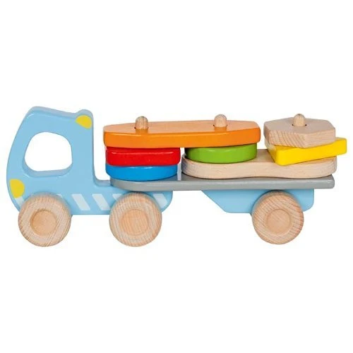 Goki Lastwagen mit Stapelfracht aus Holz für Kinder ab 2 Jahren