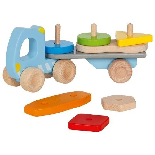 Goki Lastwagen mit Stapelfracht aus Holz für Kinder ab 2 Jahren