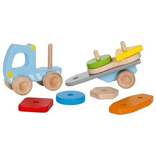 Goki Lastwagen mit Stapelfracht aus Holz für Kinder ab 2 Jahren