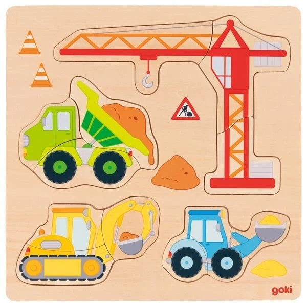 Einlegepuzzle Baufahrzeuge aus Holz