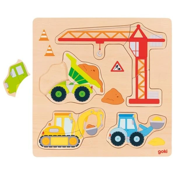 Einlegepuzzle Baufahrzeuge aus Holz