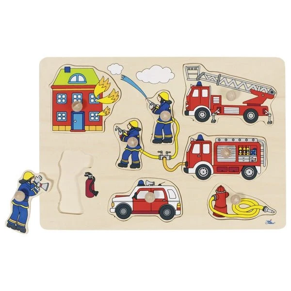 Feuerwehr Steckpuzzle aus Holz mit großen Knöpfen