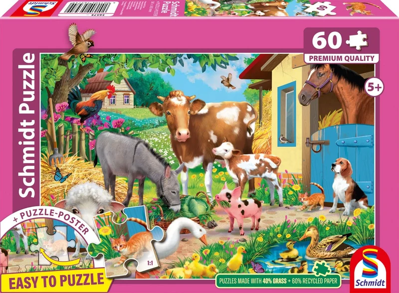Bauernhof-Tiere Kinderpuzzle 60 Teile – Schmidt Spiele