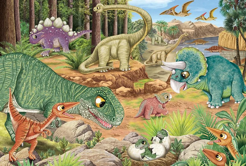 Kinderpuzzle Spaß bei Dinosauriern 3x24 Teile – Schmidt