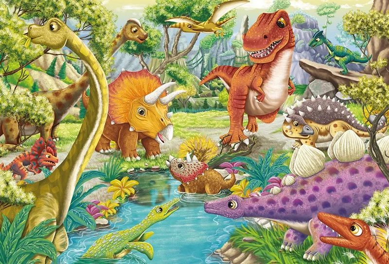 Kinderpuzzle Spaß bei Dinosauriern 3x24 Teile – Schmidt