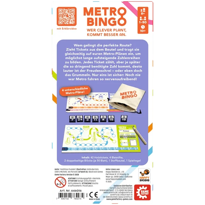 Metro Bingo Legespiel – clevere Routenplanung