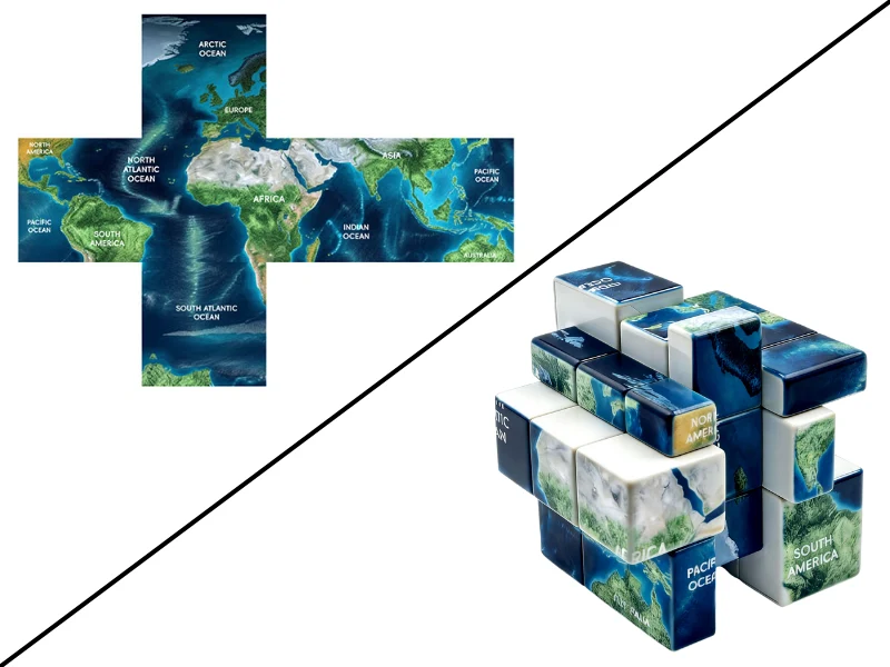 Ziina 3x3 Mirror World Map (3D)