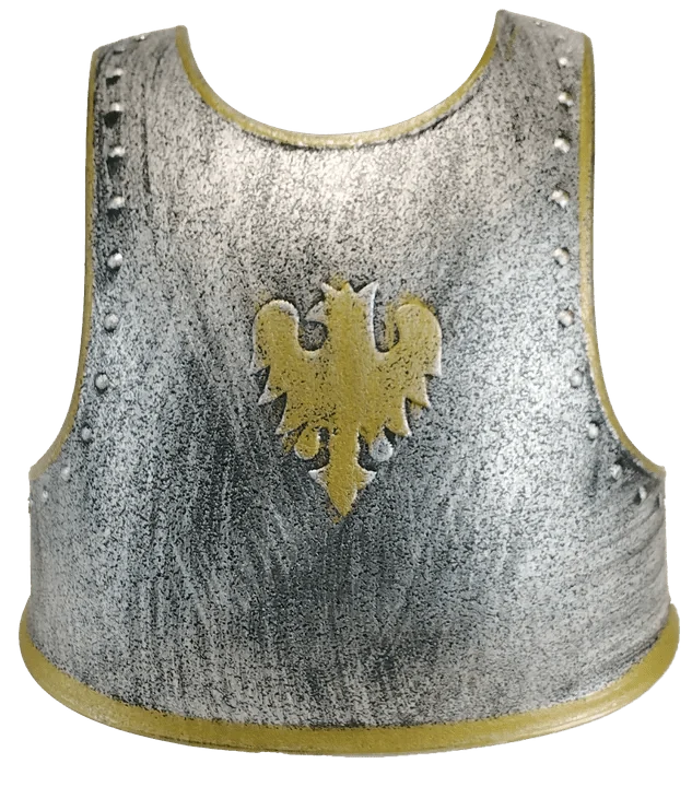 Brustpanzer Adler mit Gurten, 32x31 cm, Silber/Gold