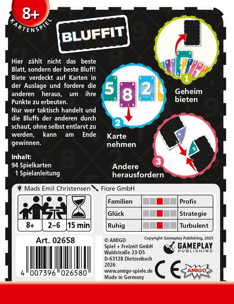 Bluffit - Bluffspiel mit taktischen Geboten ab 8 Jahren