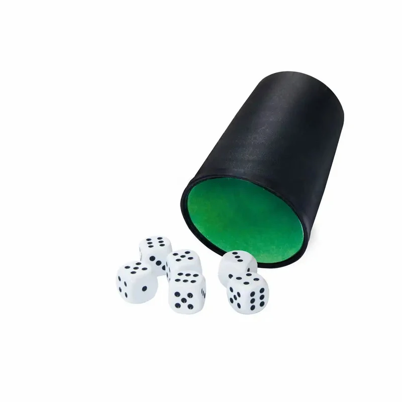 Würfelbecher mit 6 Würfeln schwarz grün – Würfelset
