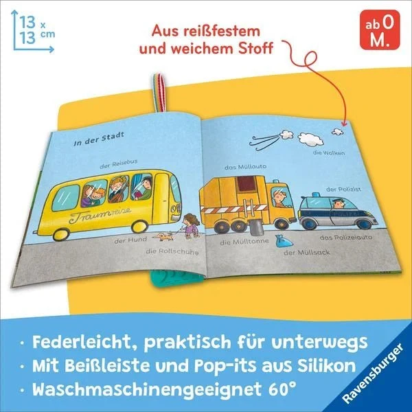 Mein Knuddel-Knautsch-Buch flip&pop – Meine Fahrzeuge Stoffbuch