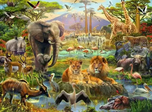 Kinderpuzzle 200 XXL Teile – Tiere in der Savanne