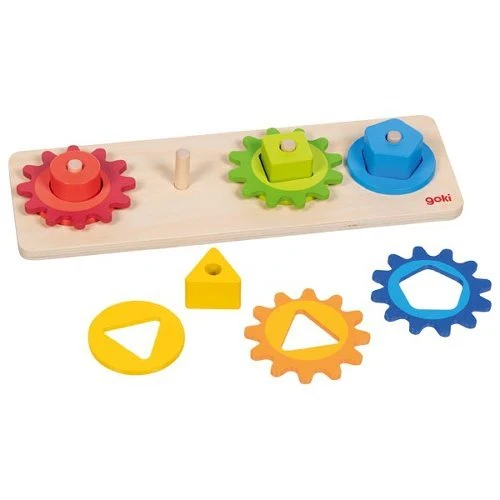 Sortierspiel mit Zahnrädern aus Holz – Goki