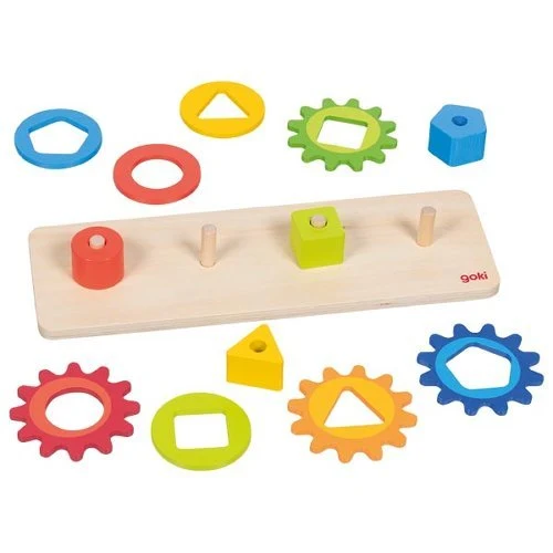 Sortierspiel mit Zahnrädern aus Holz – Goki