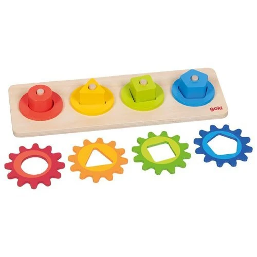 Sortierspiel mit Zahnrädern aus Holz – Goki