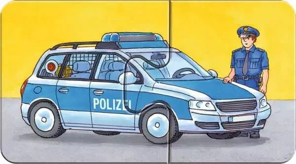Puzzle ab 2 Jahren – Einsatzfahrzeuge in 9 Motiven mit je 2 Teilen