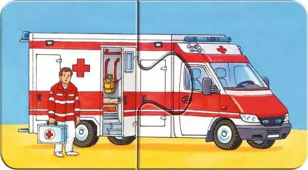 Puzzle ab 2 Jahren – Einsatzfahrzeuge in 9 Motiven mit je 2 Teilen