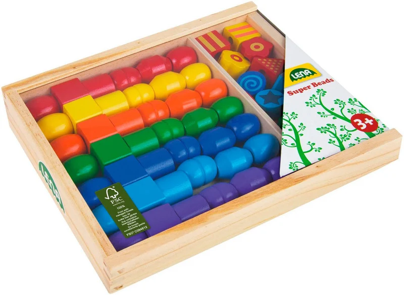 Holzfädelperlen Super Beads FSC – Simm Spielwaren