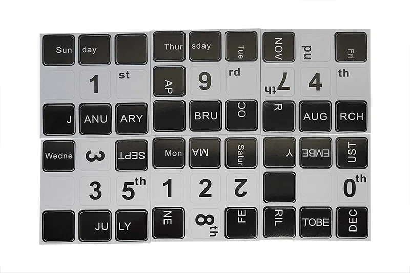 3x3 Calendar Cube Stickers V2