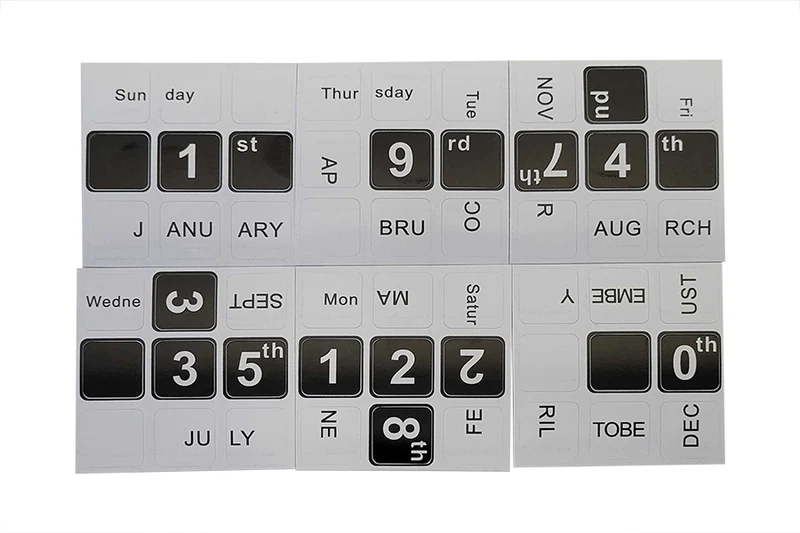 3x3 Calendar Cube Stickers V2
