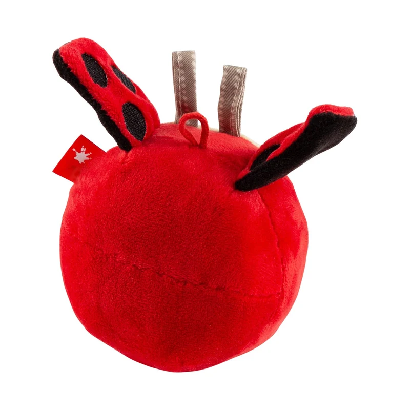Spielball Marienkäfer 9cm – weicher Plüschball mit Rassel und Knisterfolie