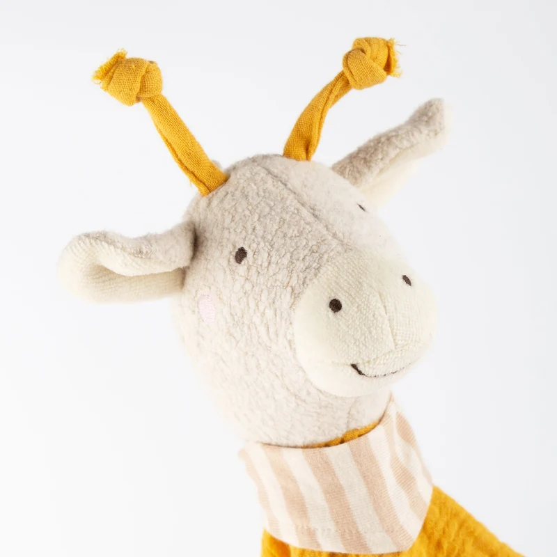 Schnuffeltuch Giraffe Musselin – weiches Schmusetuch mit besticktem Kopf