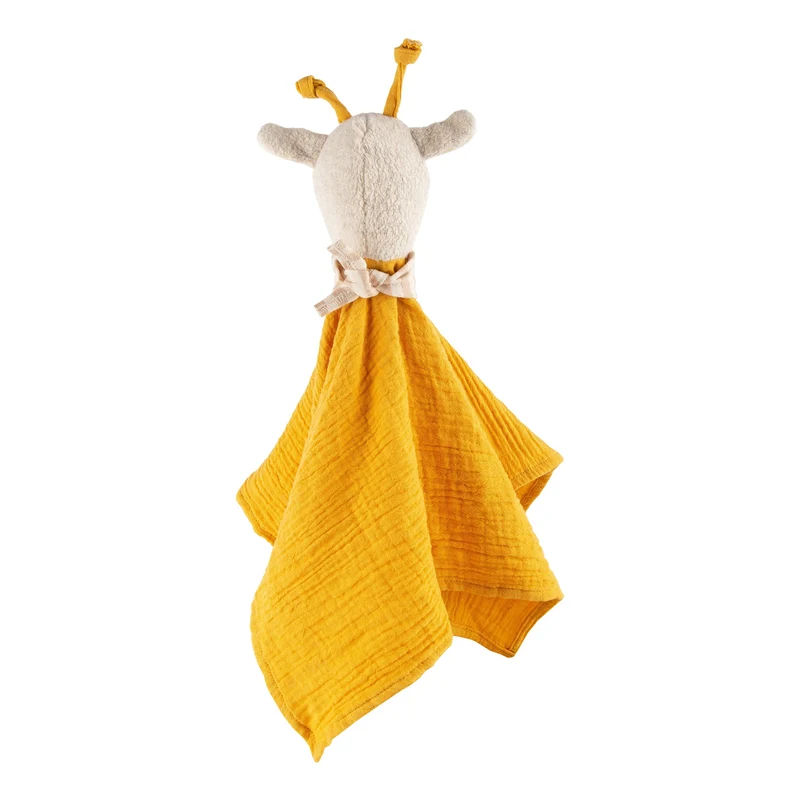 Schnuffeltuch Giraffe Musselin – weiches Schmusetuch mit besticktem Kopf