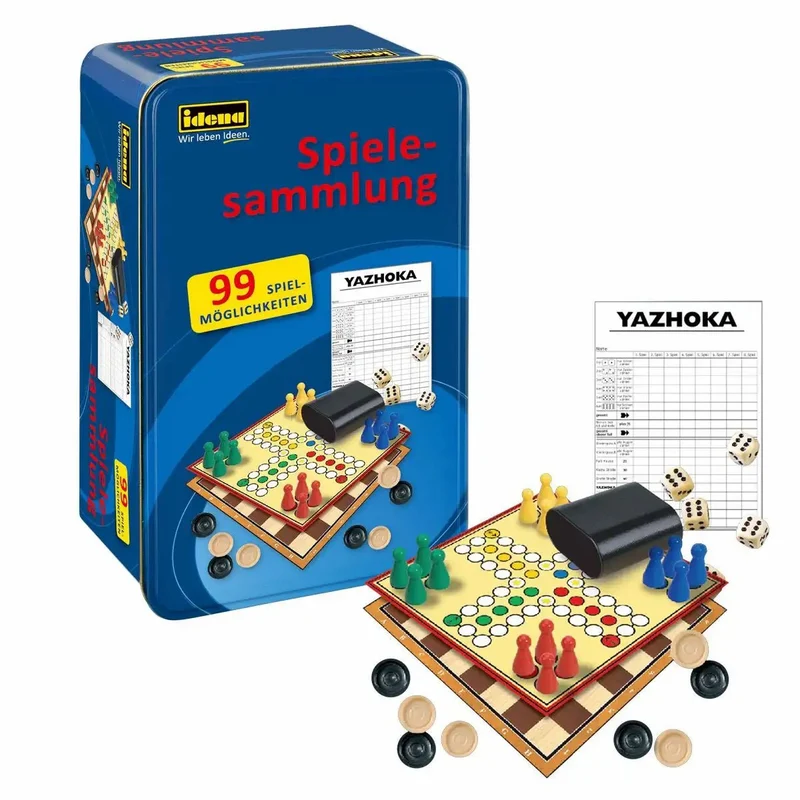 Idena Spielesammlung 99 Spielmöglichkeiten Metallbox