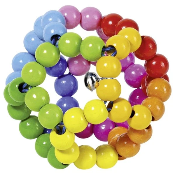 Goki Greifling Elastik Regenbogenball aus Holz für Babys