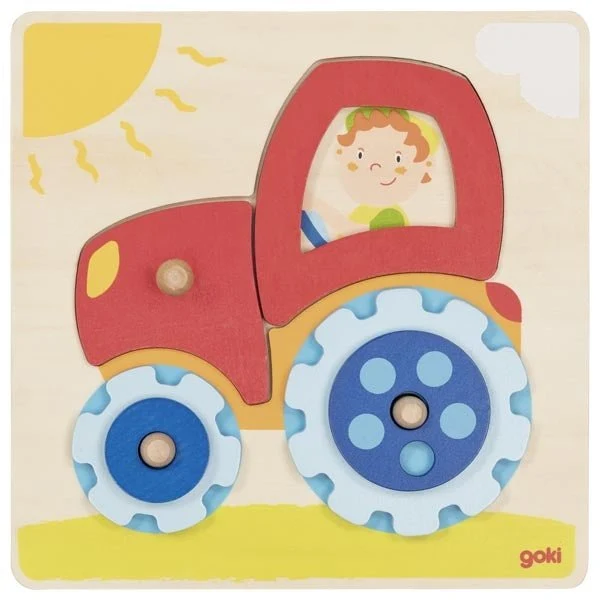 Steckpuzzle Traktor aus Holz mit 6 Teilen