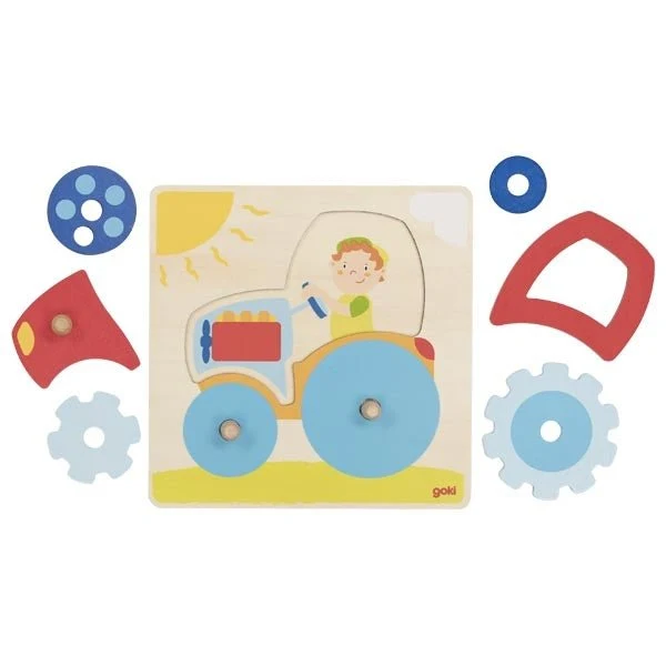 Steckpuzzle Traktor aus Holz mit 6 Teilen